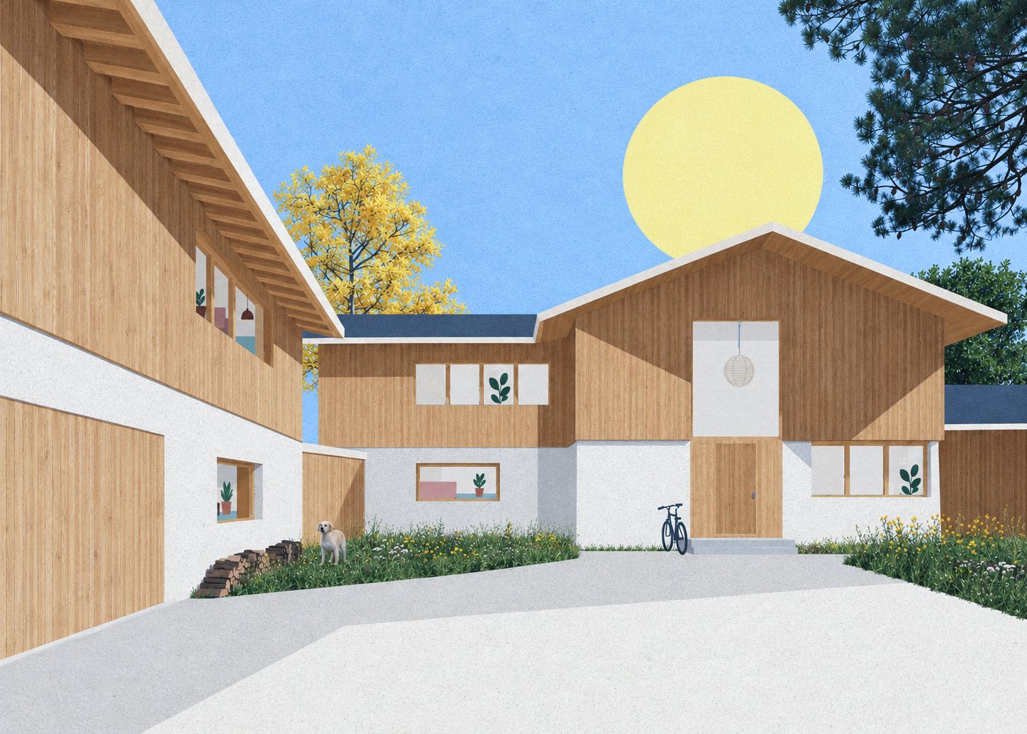 Wohnhaus Prebold: Blick über den Hof auf Wohnhaus und Nebengebäude