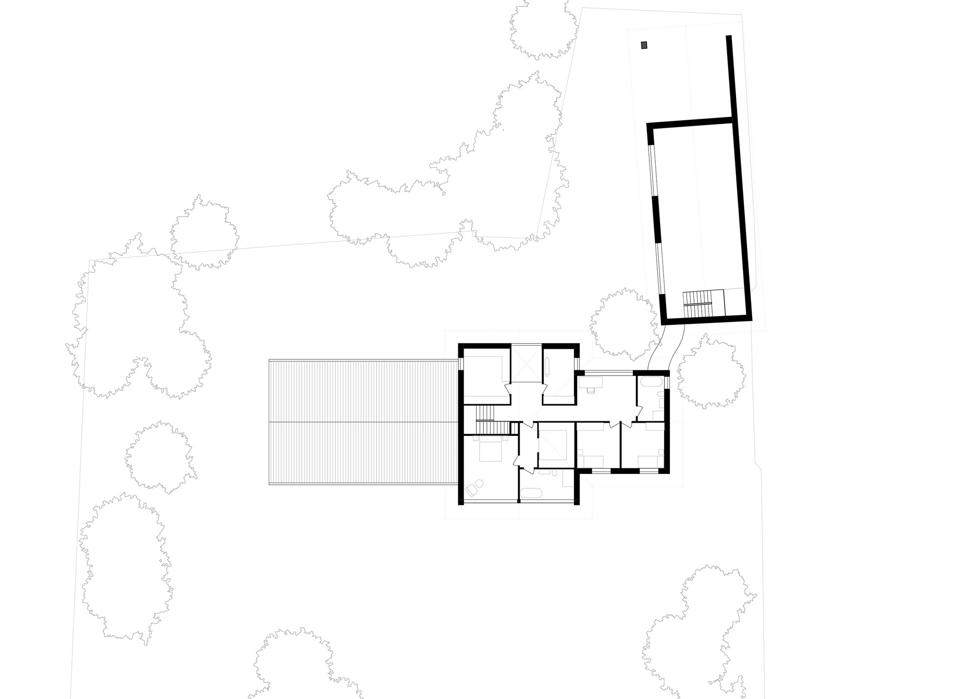 Wohnhaus Prebold: Grundriss Obergeschoss mit Umgebung